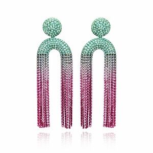 ⚜️ Elegant Pink and Green Ombre Earrings